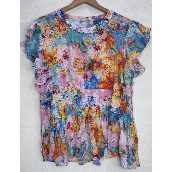 Bhanuni by Jyoti Women's Embroidered Beaded Sheer Top Size XL - Picture 1 of 13